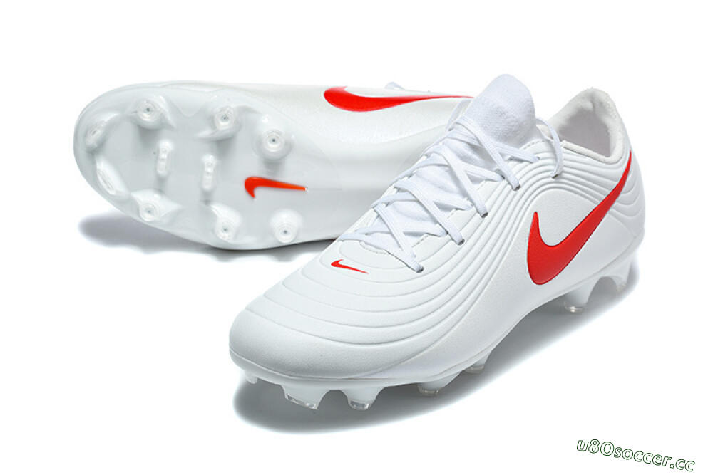 Men's Nike Tiempo Legend 11 Elite FG Firm Ground Low-Tops Football Boots - White/Bright Red/Muted Grey 3