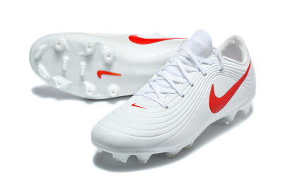 Men's Nike Tiempo Legend 11 Elite FG Firm Ground Low-Tops Football Boots - White/Bright Red/Muted Grey