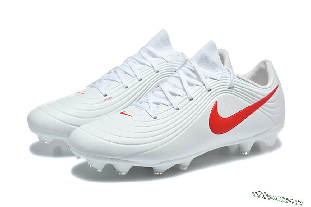 Men's Nike Tiempo Legend 11 Elite FG Firm Ground Low-Tops Football Boots - White/Bright Red/Muted Grey 5