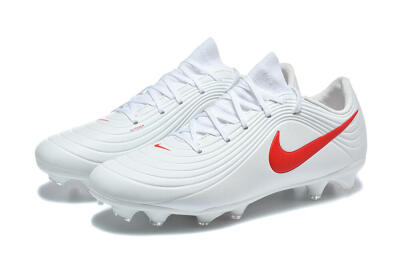 Men's Nike Tiempo Legend 11 Elite FG Firm Ground Low-Tops Football Boots - White/Bright Red/Muted Grey