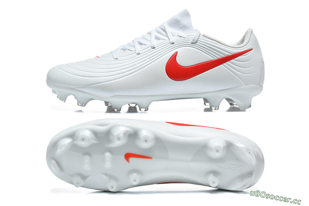 Men's Nike Tiempo Legend 11 Elite FG Firm Ground Low-Tops Football Boots - White/Bright Red/Muted Grey 1