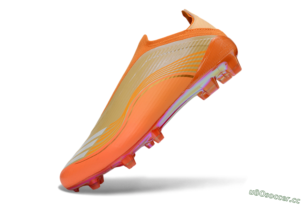 Unisex Messi x Adidas F50 Elite Laceless FG Firm Ground Low-Tops Football Boots - Orange/Sunset Glow/Golden Shine 6