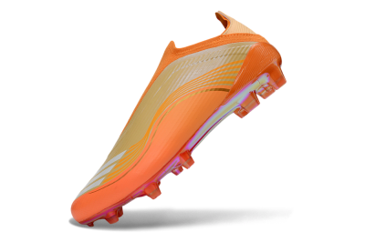 Unisex Messi x Adidas F50 Elite Laceless FG Firm Ground Low-Tops Football Boots - Orange/Sunset Glow/Golden Shine