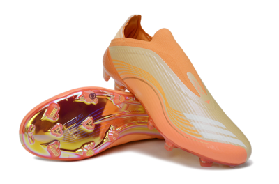 Unisex Messi x Adidas F50 Elite Laceless FG Firm Ground Low-Tops Football Boots - Orange/Sunset Glow/Golden Shine