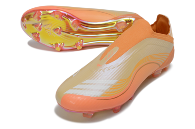 Unisex Messi x Adidas F50 Elite Laceless FG Firm Ground Low-Tops Football Boots - Orange/Sunset Glow/Golden Shine