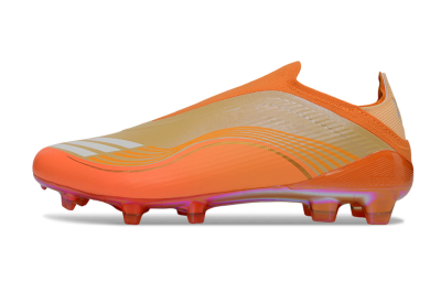 Unisex Messi x Adidas F50 Elite Laceless FG Firm Ground Low-Tops Football Boots - Orange/Sunset Glow/Golden Shine