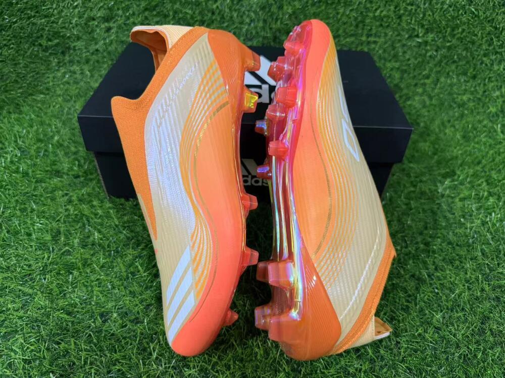 Unisex Messi x Adidas F50 Elite Laceless FG Firm Ground Low-Tops Football Boots - Orange/Sunset Glow/Golden Shine