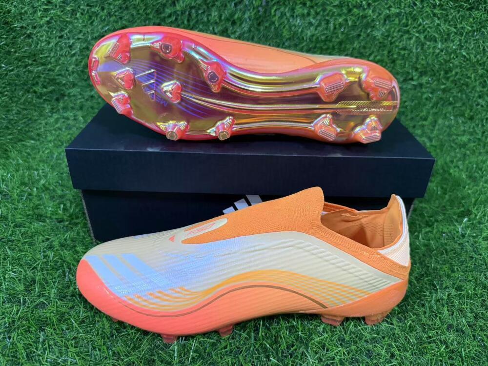 Unisex Messi x Adidas F50 Elite Laceless FG Firm Ground Low-Tops Football Boots - Orange/Sunset Glow/Golden Shine