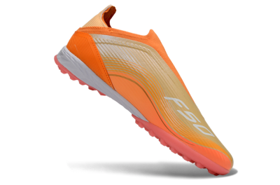 Men's Messi x Adidas F50 Elite Laceless TF Artificial Turf Low-Tops Football Shoes - Orange/Coral Orange/Sandy Peach
