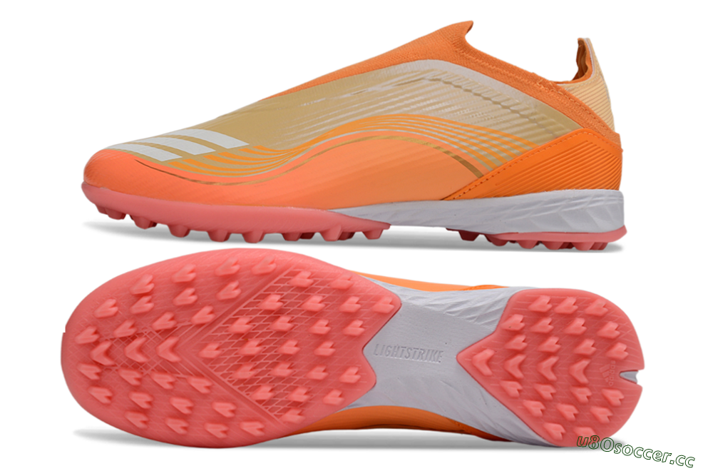 Men's Messi x Adidas F50 Elite Laceless TF Artificial Turf Low-Tops Football Shoes - Orange/Coral Orange/Sandy Peach 1