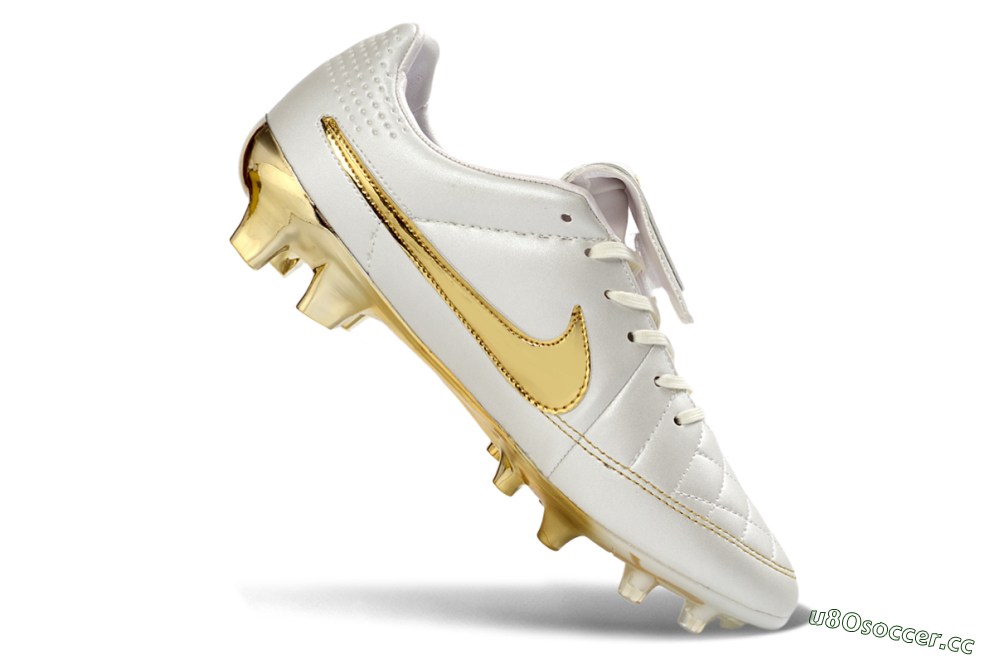 Men's Nike Tiempo Legend SE FG Firm Ground Low-Tops Football Boots - White/Gold Metallic/White Pearl 4