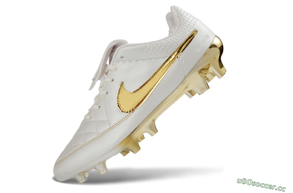 Men's Nike Tiempo Legend SE FG Firm Ground Low-Tops Football Boots - White/Gold Metallic/White Pearl 5