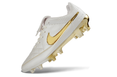 Men's Nike Tiempo Legend SE FG Firm Ground Low-Tops Football Boots - White/Gold Metallic/White Pearl
