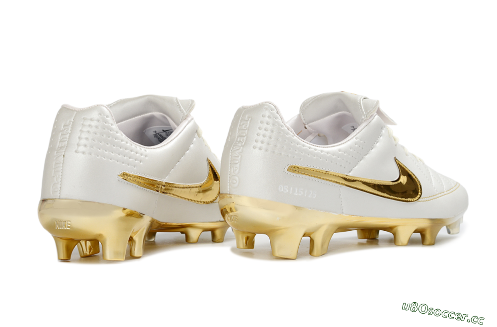 Men's Nike Tiempo Legend SE FG Firm Ground Low-Tops Football Boots - White/Gold Metallic/White Pearl 6