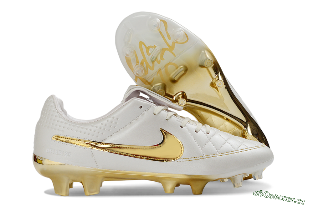 Men's Nike Tiempo Legend SE FG Firm Ground Low-Tops Football Boots - White/Gold Metallic/White Pearl 2