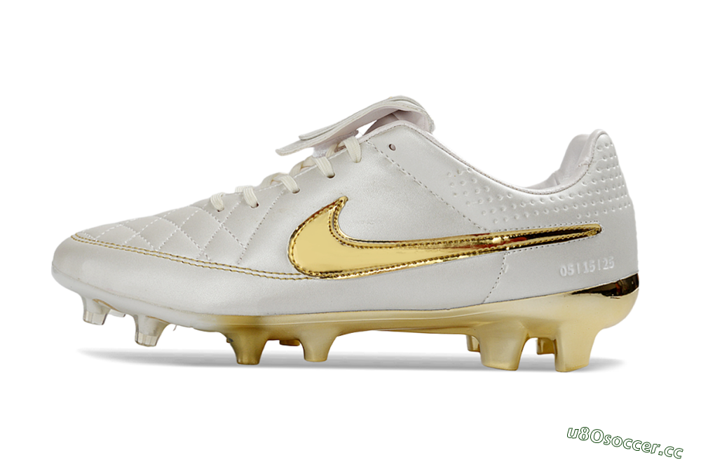 Men's Nike Tiempo Legend SE FG Firm Ground Low-Tops Football Boots - White/Gold Metallic/White Pearl 0