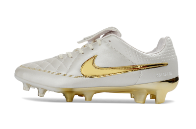 Men's Nike Tiempo Legend SE FG Firm Ground Low-Tops Football Boots - White/Gold Metallic/White Pearl