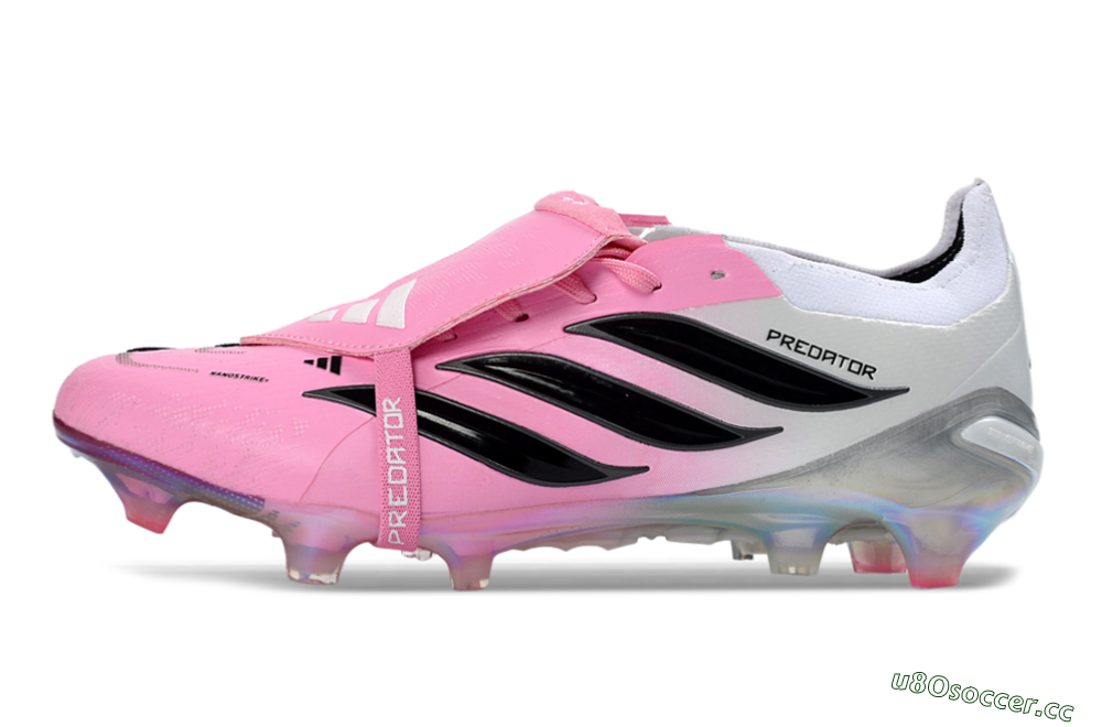Unisex Adidas Predator 26 Elite Fold-Over Tongue FG Firm Ground Low-Tops Football Boots - Pink/Soft Pink/Black 0