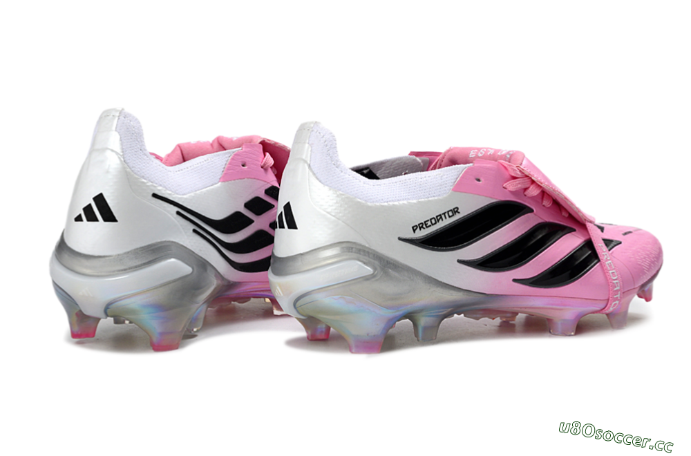 Unisex Adidas Predator 26 Elite Fold-Over Tongue FG Firm Ground Low-Tops Football Boots - Pink/Soft Pink/Black 6