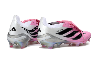 Unisex Adidas Predator 26 Elite Fold-Over Tongue FG Firm Ground Low-Tops Football Boots - Pink/Soft Pink/Black