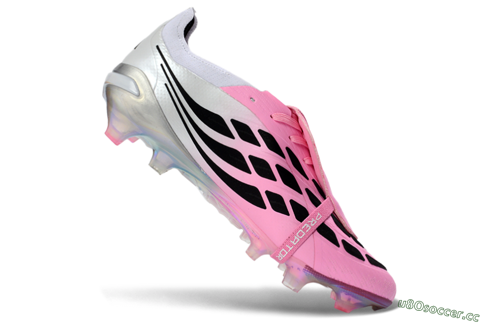 Unisex Adidas Predator 26 Elite Fold-Over Tongue FG Firm Ground Low-Tops Football Boots - Pink/Soft Pink/Black 4
