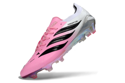 Unisex Adidas Predator 26 Elite FG Firm Ground Low-Tops Football Boots - Pink/Electric Pink/Black