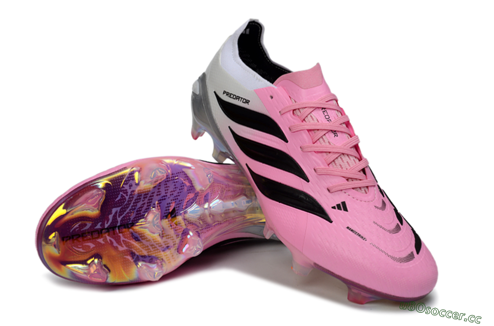 Unisex Adidas Predator 26 Elite FG Firm Ground Low-Tops Football Boots - Pink/Electric Pink/Black 3