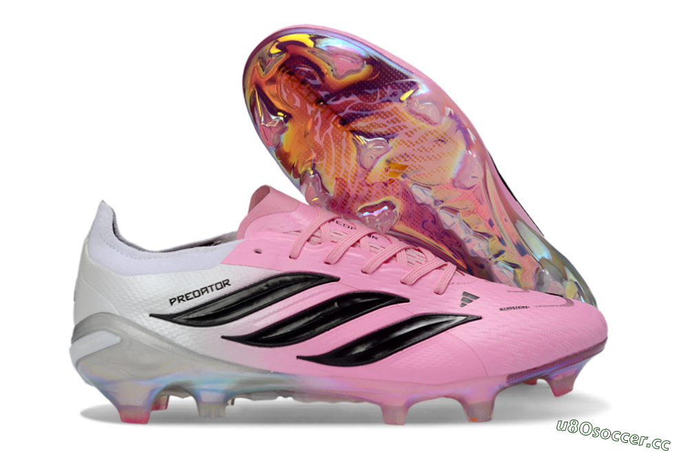 Unisex Adidas Predator 26 Elite FG Firm Ground Low-Tops Football Boots - Pink/Electric Pink/Black 2