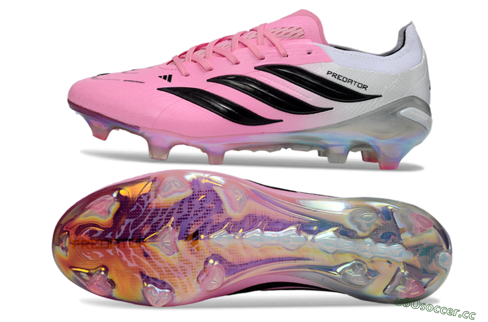 Unisex Adidas Predator 26 Elite FG Firm Ground Low-Tops Football Boots - Pink/Electric Pink/Black 1