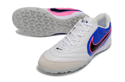 Men's Nike Tiempo Legend 11 Elite TF Artificial Turf Low-Tops Football Shoes - White/Electric Blue/Neon Pink