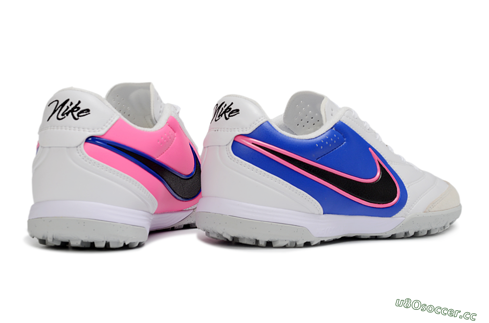 Men's Nike Tiempo Legend 11 Elite TF Artificial Turf Low-Tops Football Shoes - White/Electric Blue/Neon Pink 6