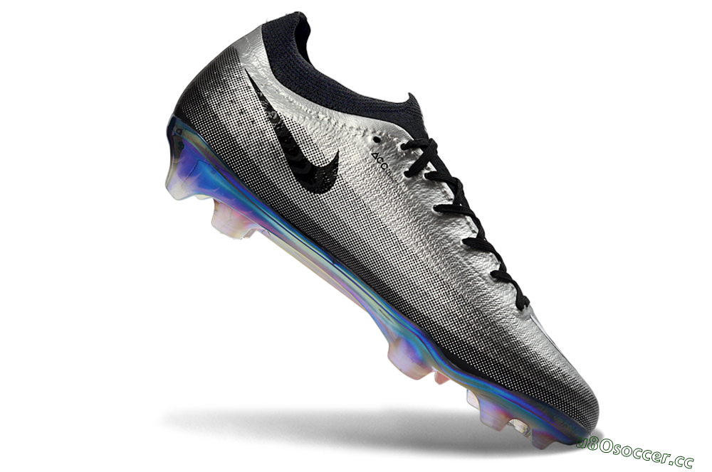 Unisex Nike Air Zoom Mercurial Vapor 17 Elite FG Firm Ground Low-Tops Football Boots - Silver/Electric Blue/Shiny Black 4