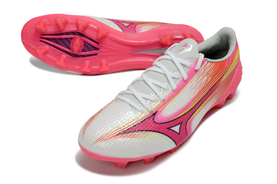 Men's Mizuno Alpha 3 Elite FG Firm Ground Low-Tops Football Boots - White/Neon Pink/Sunrise Yellow