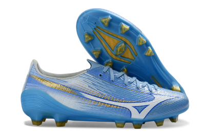 Men's Mizuno Alpha 3 Elite FG Firm Ground Low-Tops Football Boots - Blue/Sky Blue/Gold