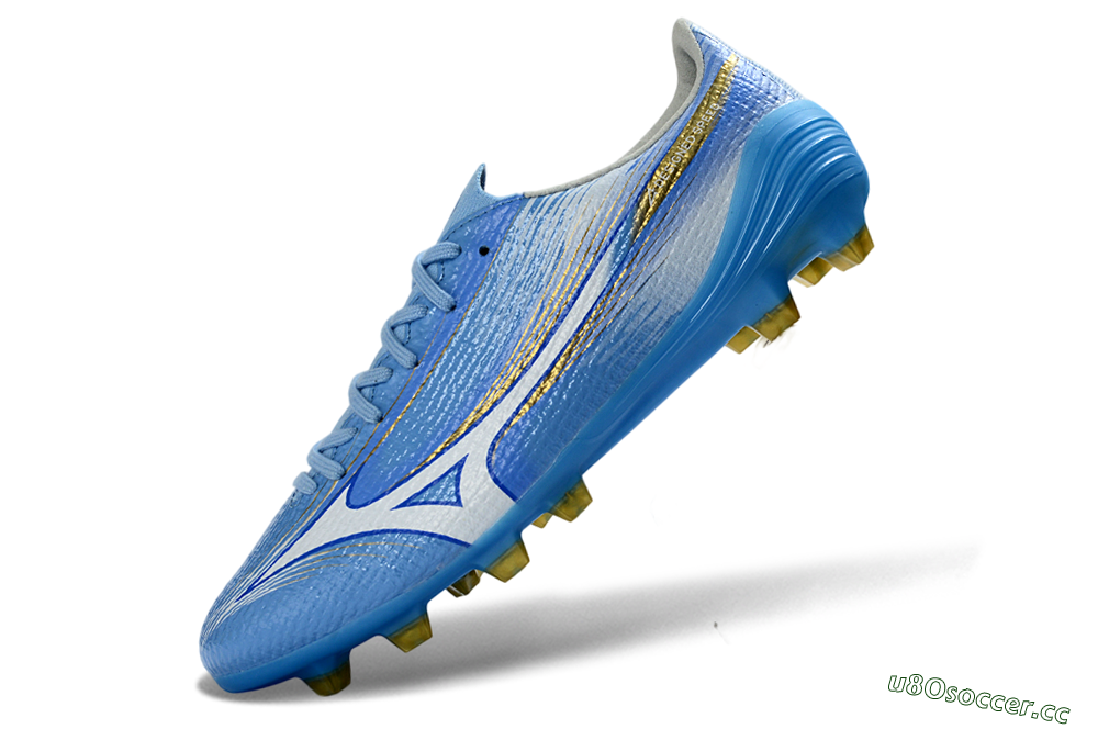Men's Mizuno Alpha 3 Elite FG Firm Ground Low-Tops Football Boots - Blue/Sky Blue/Gold 5
