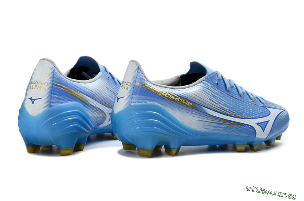 Men's Mizuno Alpha 3 Elite FG Firm Ground Low-Tops Football Boots - Blue/Sky Blue/Gold 6