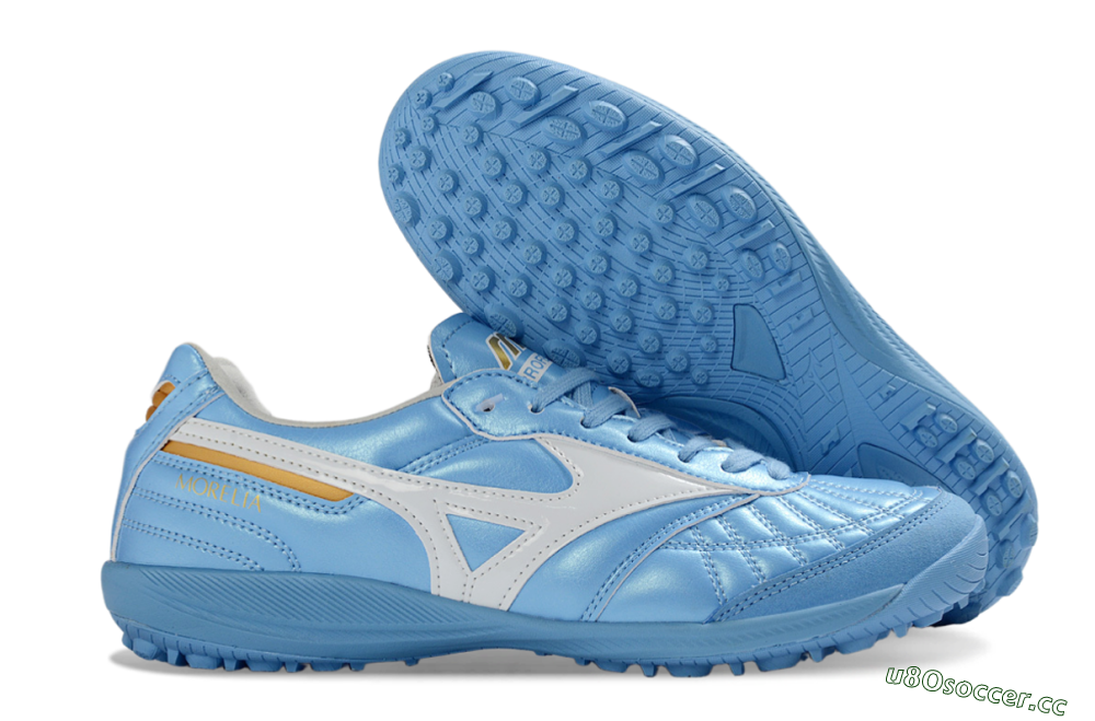 Men's Mizuno Morelia Neo 4 TF Artificial Turf Low-Tops Football Shoes - Blue/Sky Blue/White 2