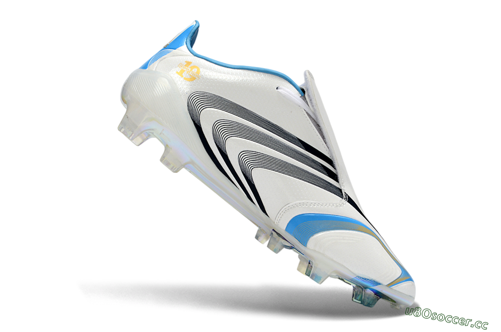 Men's Adidas F50 Elite Laceless FG Firm Ground Low-Tops Football Boots - White/Sky Blue/Black 4