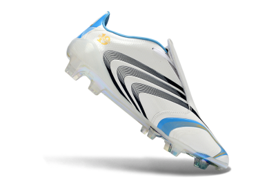 Men's Adidas F50 Elite Laceless FG Firm Ground Low-Tops Football Boots - White/Sky Blue/Black