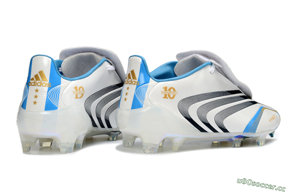 Men's Adidas F50 Elite Laceless FG Firm Ground Low-Tops Football Boots - White/Sky Blue/Black 6