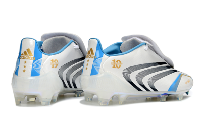 Men's Adidas F50 Elite Laceless FG Firm Ground Low-Tops Football Boots - White/Sky Blue/Black