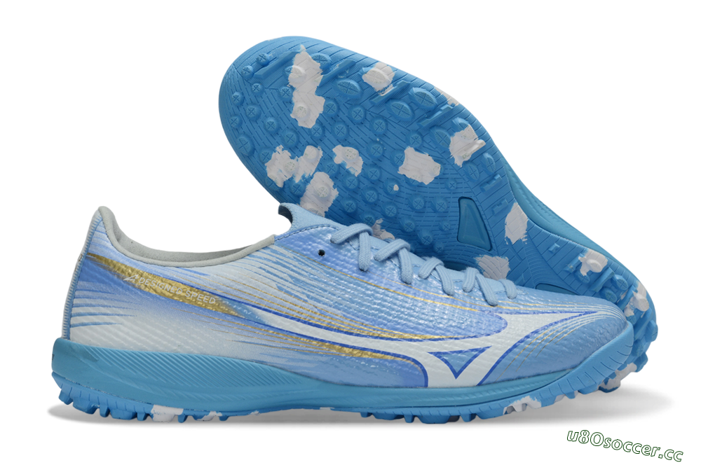 Men's Mizuno Alpha 3 Elite TF Artificial Turf Low-Tops Football Shoes - Blue/Sky Blue/White 2