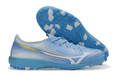 Men's Mizuno Alpha 3 Elite TF Artificial Turf Low-Tops Football Shoes - Blue/Sky Blue/White