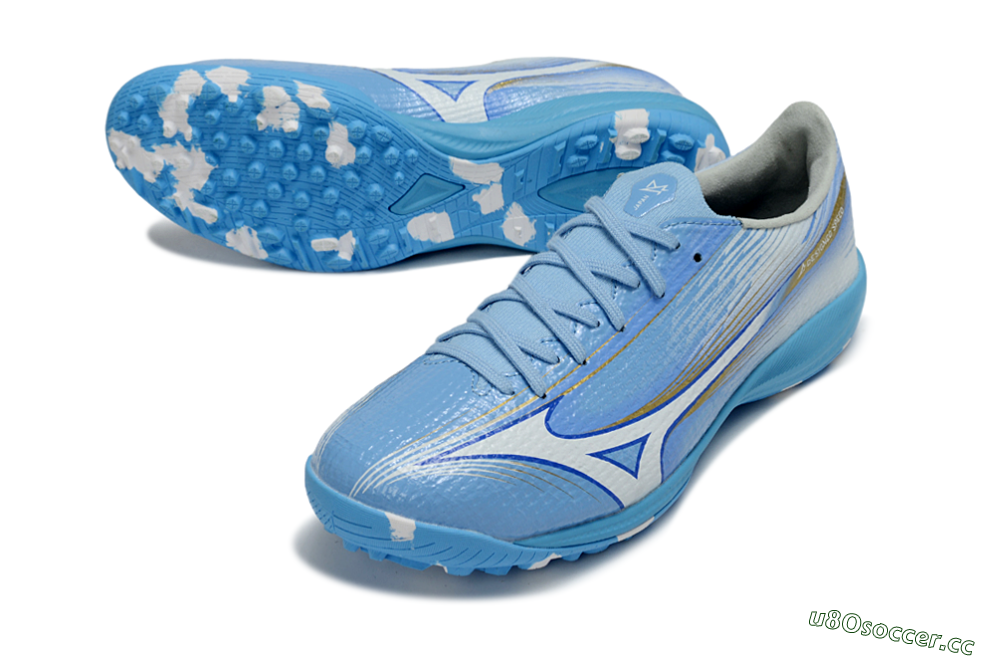 Men's Mizuno Alpha 3 Elite TF Artificial Turf Low-Tops Football Shoes - Blue/Sky Blue/White 3