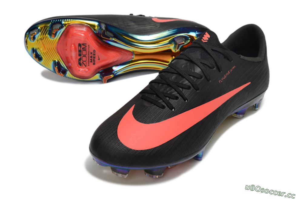 Men's Nike Air Zoom Mercurial Superfly 11 FG Firm Ground Low-Tops Football Boots - Black/Neon Coral/Rainbow Reflective 3