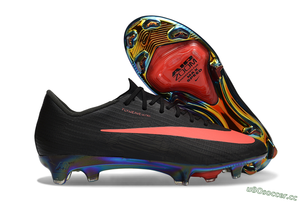 Men's Nike Air Zoom Mercurial Superfly 11 FG Firm Ground Low-Tops Football Boots - Black/Neon Coral/Rainbow Reflective 2