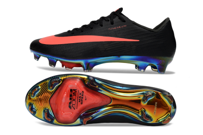 Men's Nike Air Zoom Mercurial Superfly 11 FG Firm Ground Low-Tops Football Boots - Black/Neon Coral/Rainbow Reflective
