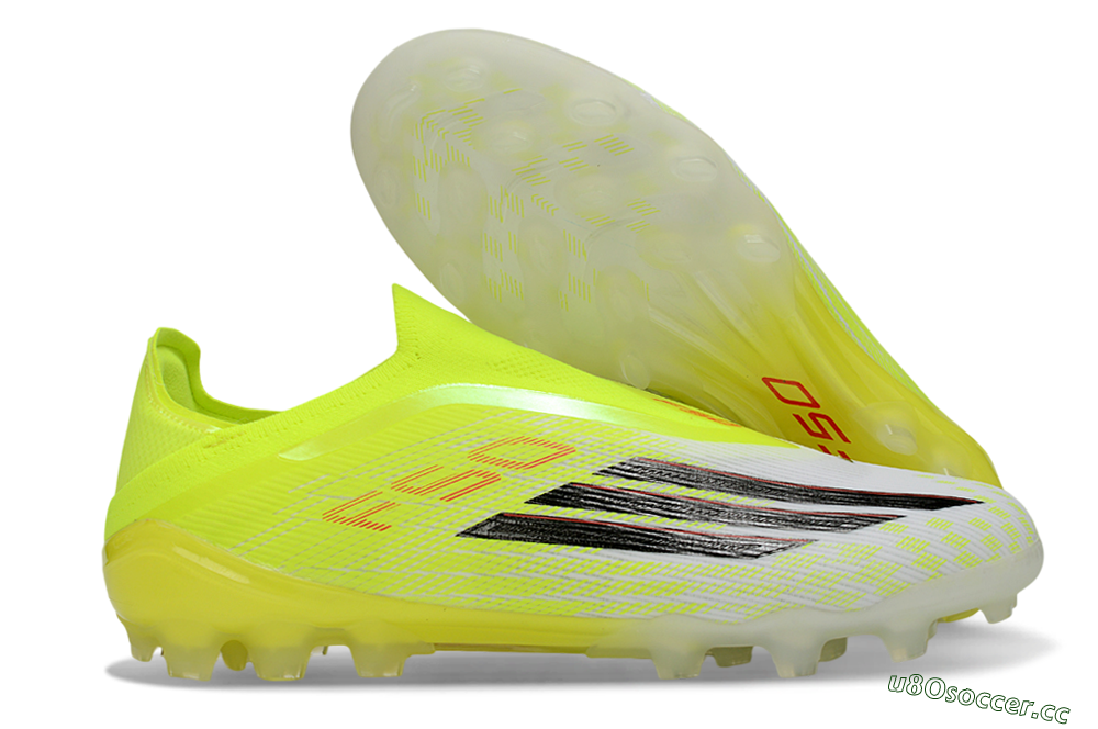 Unisex Adidas F50 Elite Laceless AG Artificial Grass Low-Tops Football Boots - Yellow/Electric Lime/Black 2
