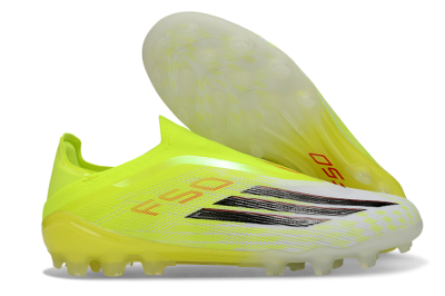 Unisex Adidas F50 Elite Laceless AG Artificial Grass Low-Tops Football Boots - Yellow/Electric Lime/Black