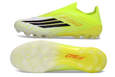 Unisex Adidas F50 Elite Laceless AG Artificial Grass Low-Tops Football Boots - Yellow/Electric Lime/Black